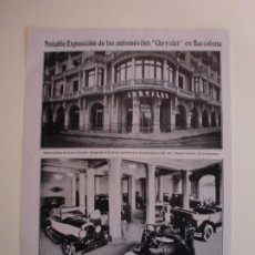 Coleccionismo: EXPOSICIÓN AUTOMOVILES CHRYSLER EN BARCELONA - JARABE HIPOFOSFITOS SALUD - 25/1/1928. Lote 217009058