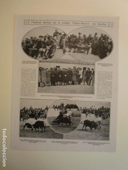 Coleccionismo: FESTIVAL TAURINO EN EL CORTIJO GARCI-BRAVO EN SEVILLA - MARTIN AG&Uuml;ERO - 5/5/1926