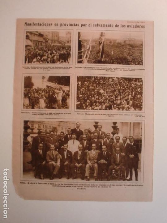 Collectionnisme: AVIADORES JIM&Eacute;NEZ &Eacute; IGLESIAS EN EL FERROL - REAL AERO CLUB BASE A&Eacute;REA DE TABLADA SEVILLA - 10/7/1929