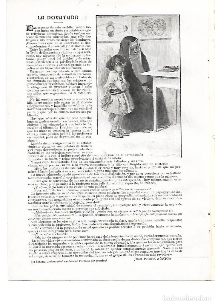 Collezionismo: A&Ntilde;O 1905 RECORTE PRENSA RELATO CORTO LA NOVATADA POR JUAN PEREZ ZU&Ntilde;IGA DIBUJO FERNANDO ALBERTI