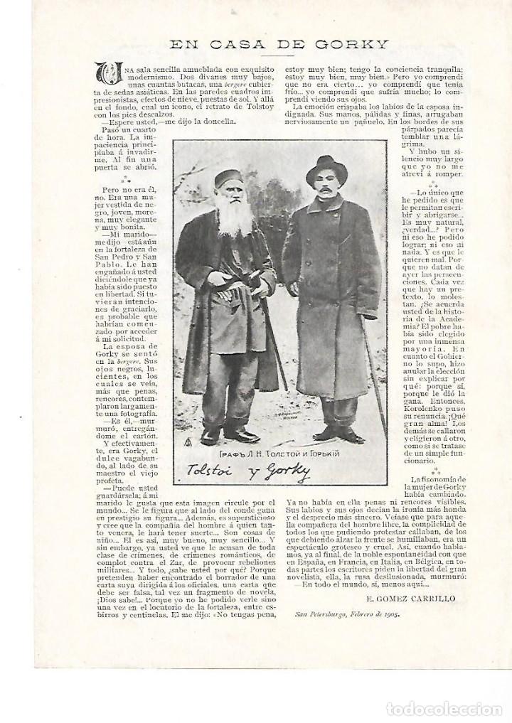 Sammelleidenschaft Papier: A&Ntilde;O 1905 RECORTE PRENSA ENTREVISTA A LA MUJER DE GORKY PRISIONERO FORTALEZA SAN PEDRO Y SAN PABLO