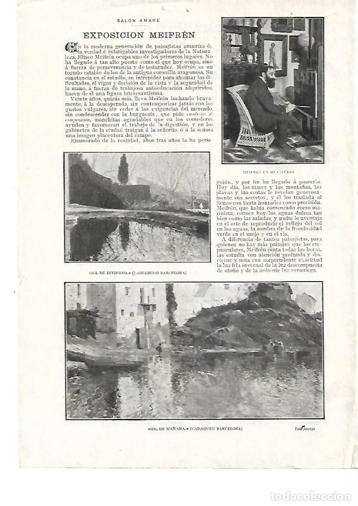 Collezionismo: A&Ntilde;O 1905 RECORTE PRENSA PINTURA PINTOR MEIFREN EXPOSICION CUADROS SOL DE MA&Ntilde;ANA CADAQUES