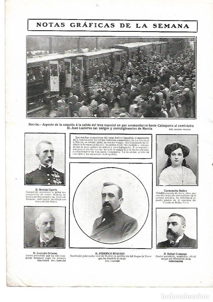 Collezionismo: A&Ntilde;O 1909 RECORTE PRENSA MURCIA ESTACION TREN A CALASPARRA JUAN DE LA CIERVA CORRELIGIONARIOS