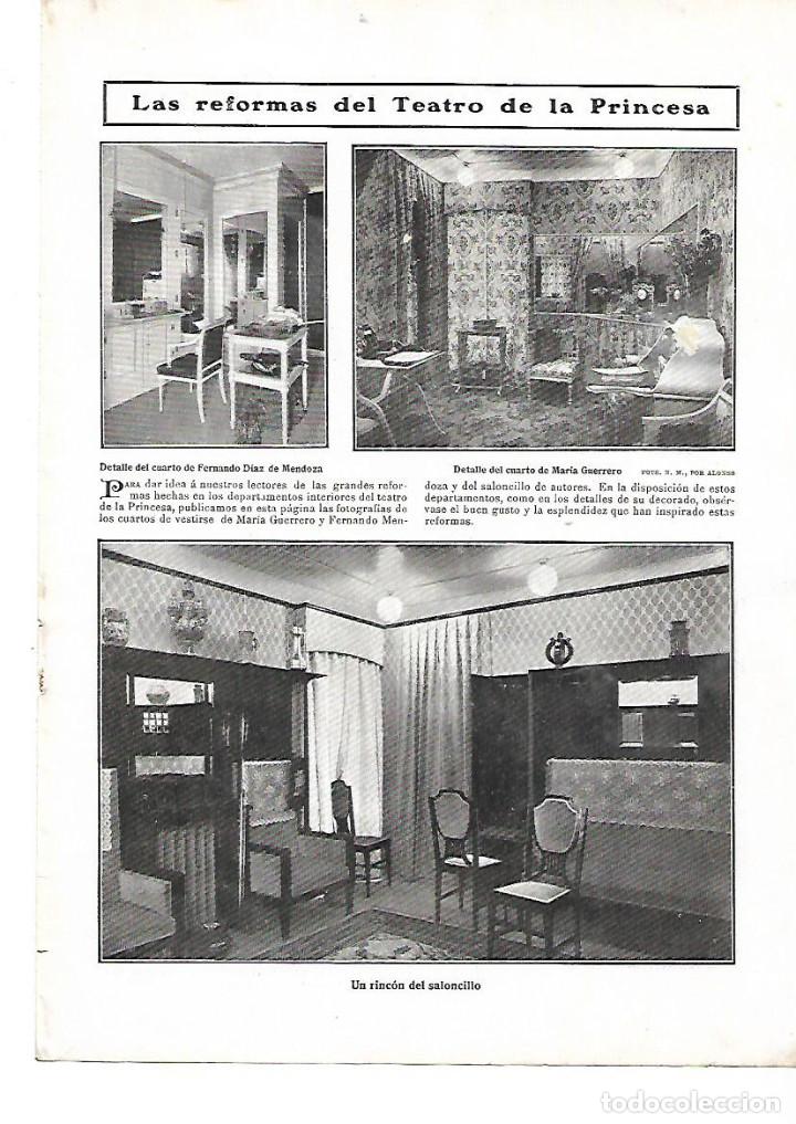 Collezionismo: A&Ntilde;O 1909 RECORTE PRENSA MADRID REFORMAS DEL TEATRO DE LA PRINCESA CUARTOS DE MENDOZA MARIA GUERRERO