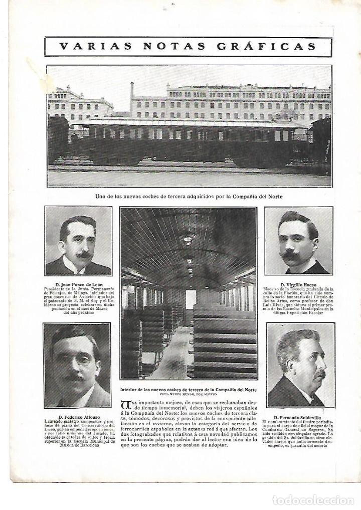 Colecionismo: A&Ntilde;O 1909 RECORTE PRENSA TREN NUEVOS COCHES DE TERCERA ADQUIRIDOS POR LA COMPA&Ntilde;IA DEL NORTE