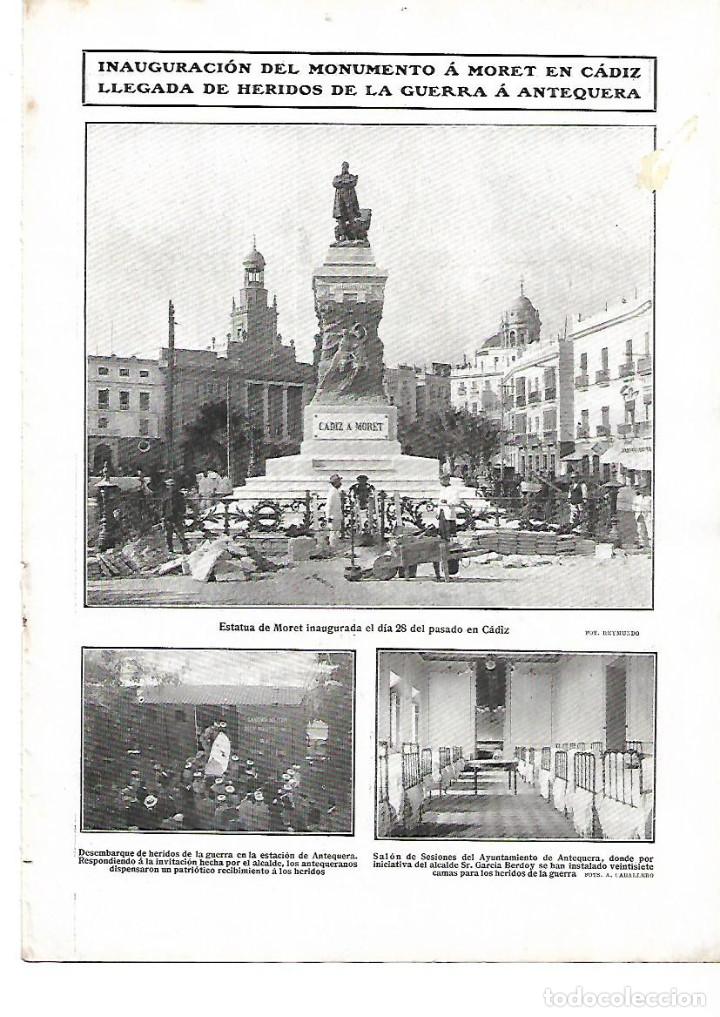 Colecionismo: A&Ntilde;O 1909 RECORTE PRENSA ANTEQUERA LLEGADA DE LOS HERIDOS GUERRA AYUNTAMIENTO CONVERTIDO EN HOSPITAL