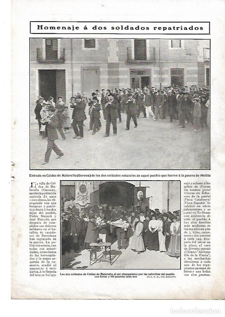 Collectionnisme: A&Ntilde;O 1909 RECORTE PRENSA CALDES CALDAS DE MALAVELLA HOMENAJE DOS SOLDADOS DE LA GUERRA MELILLA
