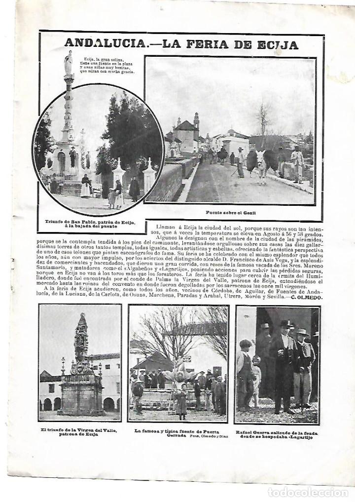 Collecting paper: A&Ntilde;O 1904 RECORTE PRENSA ANDALUCIA FERIA DE ECIJA FUENTE PUERTA CERRADA PUENTE GENIL GENTE BURROS