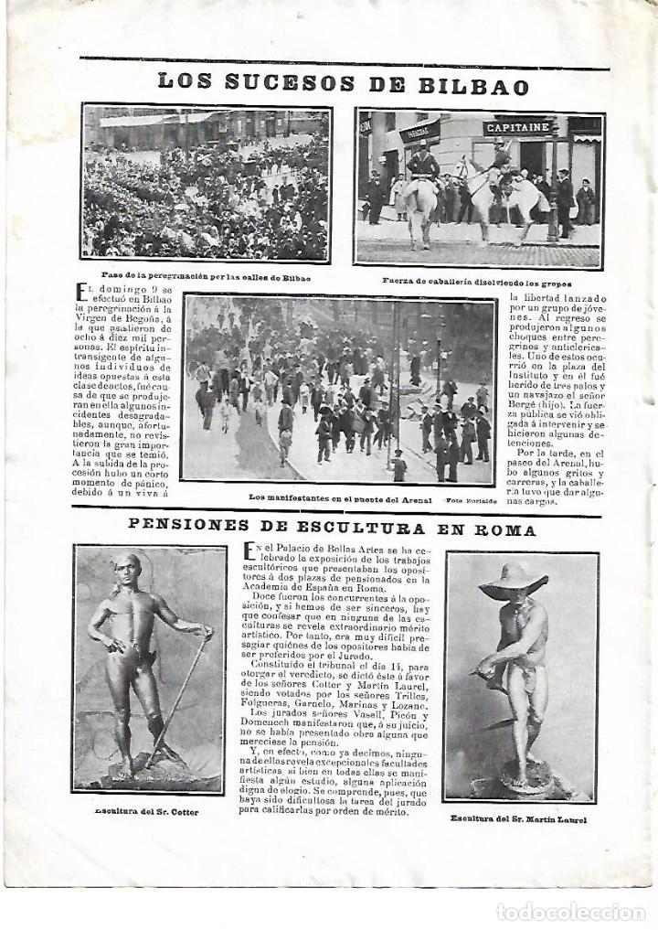 Collezionismo: A&Ntilde;O 1904 RECORTE PRENSA SUSCESOS DE BILBAO MANIFESTACION CABALLERIA PUENTE DEL ARENAL PEREGRINACION