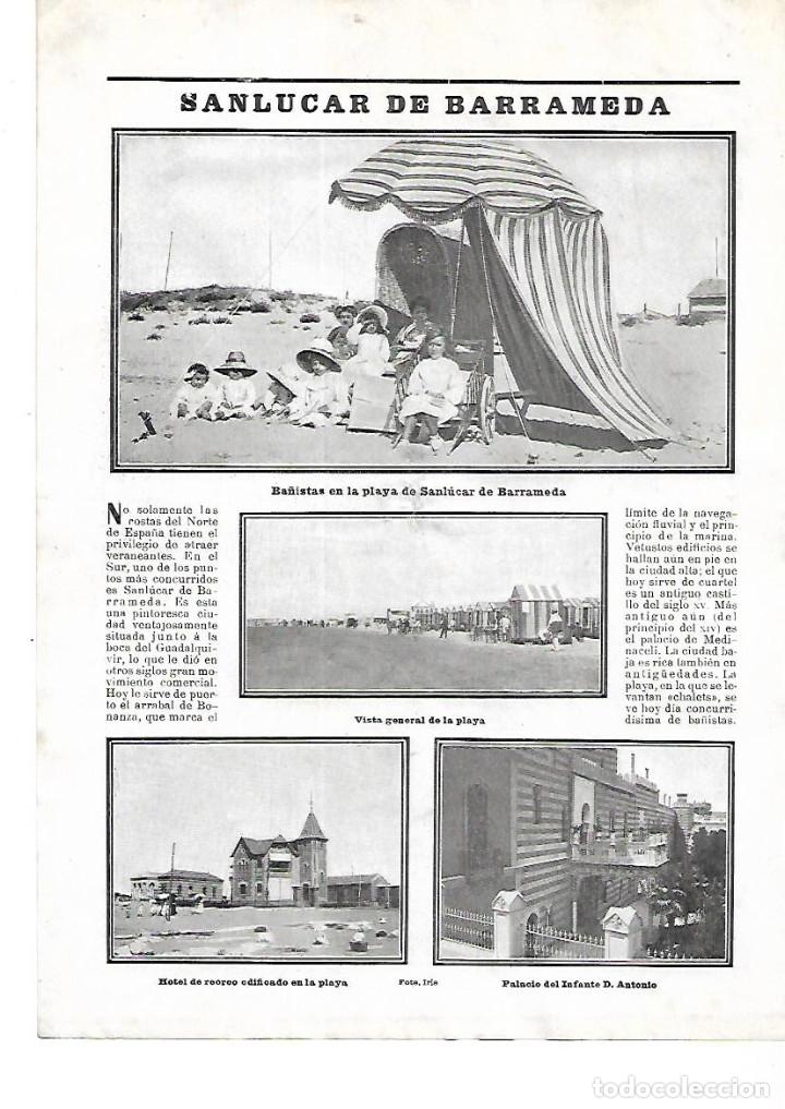 Collecting paper: A&Ntilde;O 1904 RECORTE PRENSA SANLUCAR DE BARRAMEDA BA&Ntilde;ISTAS PLAYA HOTEL DE RECREO PALACIO INFANTE ANTONIO