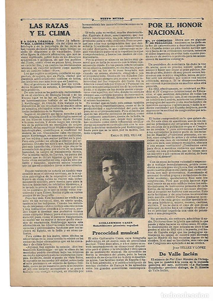 Colecionismo: A&Ntilde;O 1911 RECORTE PRENSA MUSICA GUILLERMO GUILLERMITO CASES PIANISTA