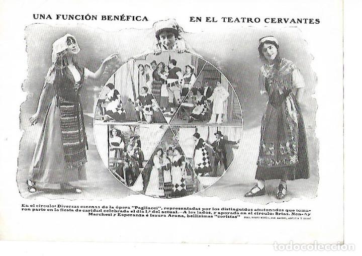 Collezionismo: A&Ntilde;O 1911 RECORTE PRENSA FUNCION BENEFICA TEATRO CERVANTES OPERA PAGLIACCI ESPERANZA ISAURA ARANA