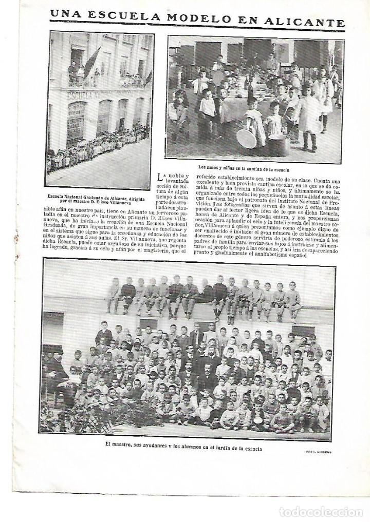 Colecionismo: A&Ntilde;O 1911 RECORTE PRENSA ALICANTE ESCUELA NACIONAL GRADUADA ESCUELA MODELO EMILIO VILLANEUVA CANTINA