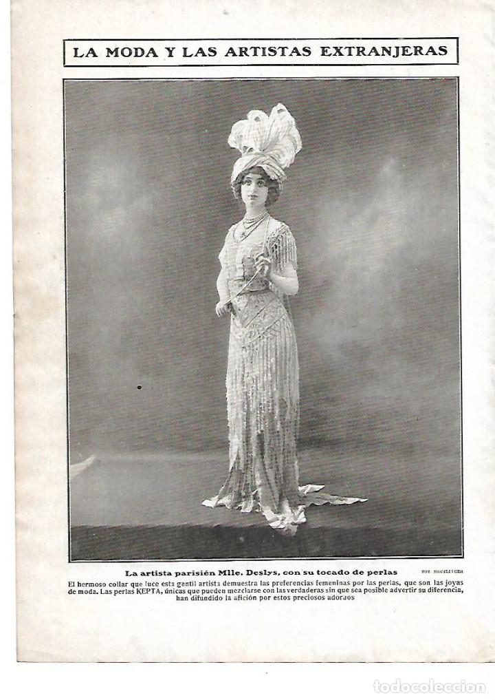 Coleccionismo: A&Ntilde;O 1909 MODA MUJER PUBLICIDAD ACTRIZ ARTISTA DE PARIS DESLYS PUBLICITANDO TOCADO DE PERLAS KEPTA