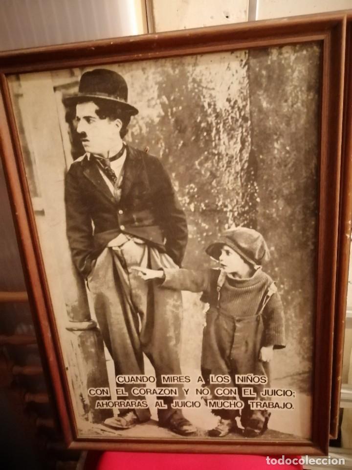 Coleccionismo: Bonita l&aacute;mina enmarcada de Chaplin con mejor leyenda.