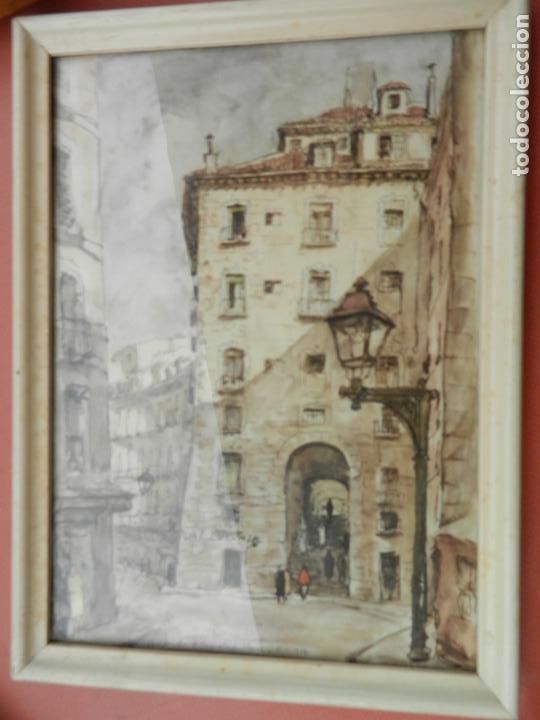 Coleccionismo: MADRID- EL ARCO DE CUCHILLEROS - L&Aacute;MINA ENMARCADA - LAB. ROCHE-1954-MIDE 21X15 CM.