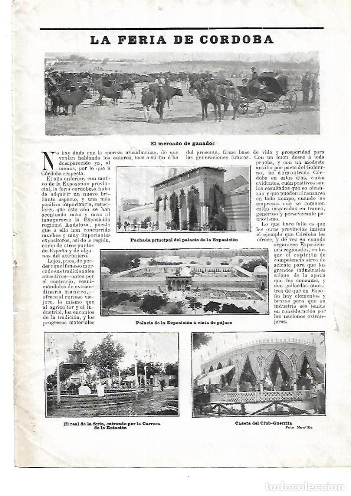 Colecionismo: A&Ntilde;O 1904 RECORTE PRENSA LA FERIA DE CORDOBA MERCADO GANADOS CASETA CLUB GUERRITA PALACIO EXPOSICION