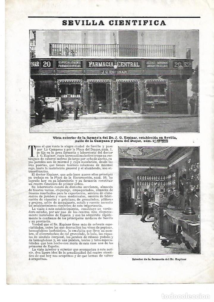 Collecting paper: A&Ntilde;O 1904 REPORTAJE PUBLICITARIO SEVILLA FARMACIA CENTRAL DOCTOR ESPINAR BOTICA CALLE LA CAMPANA