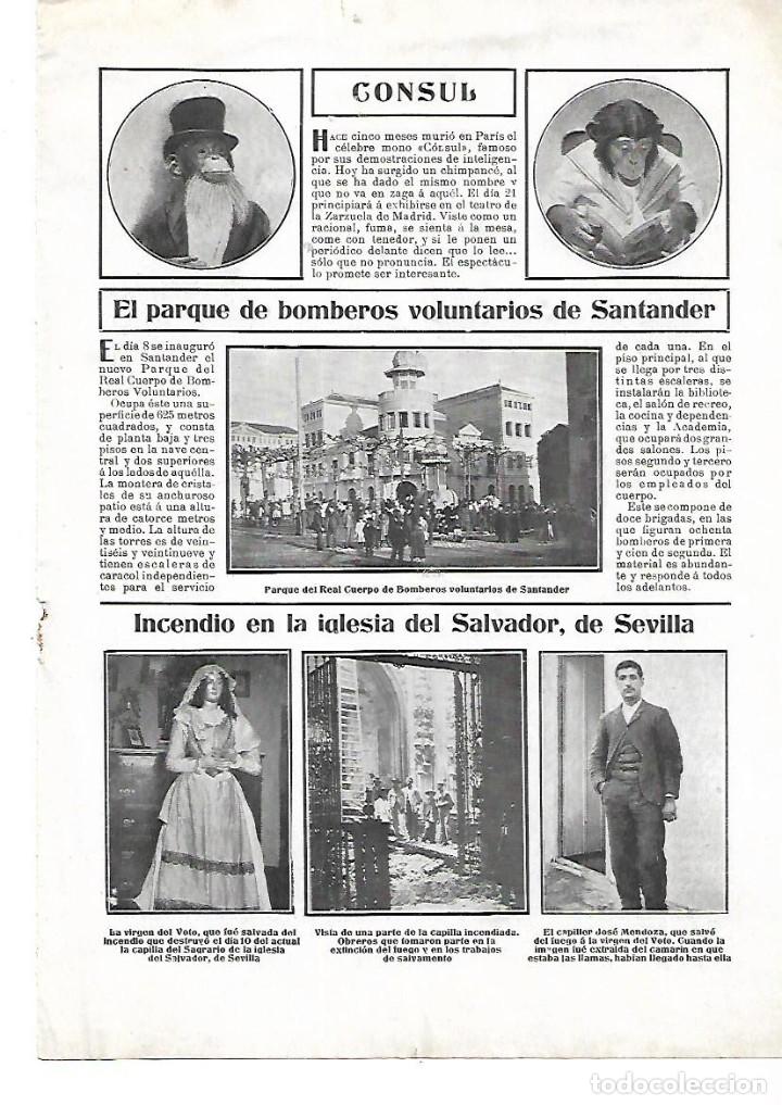 Colecionismo: A&Ntilde;O 1905 HOJA NOTICIA INAUGURACION DEL PARQUE DE BOMBEROS VOLUNTARIOS DE SANTANDER