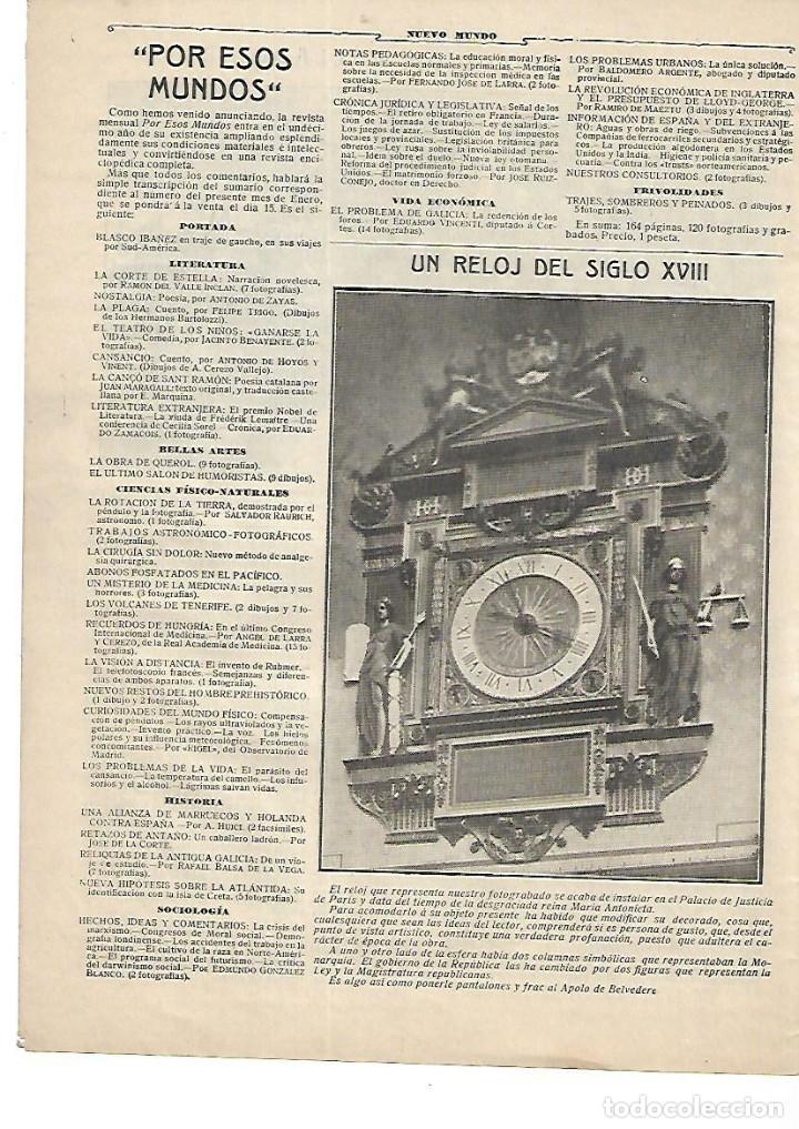 Colecionismo: A&Ntilde;O 1910 RECORTE PRENSA RELOJ DEL SIGLO XVIII PALACIO DE JUSTICIA DE PARIS