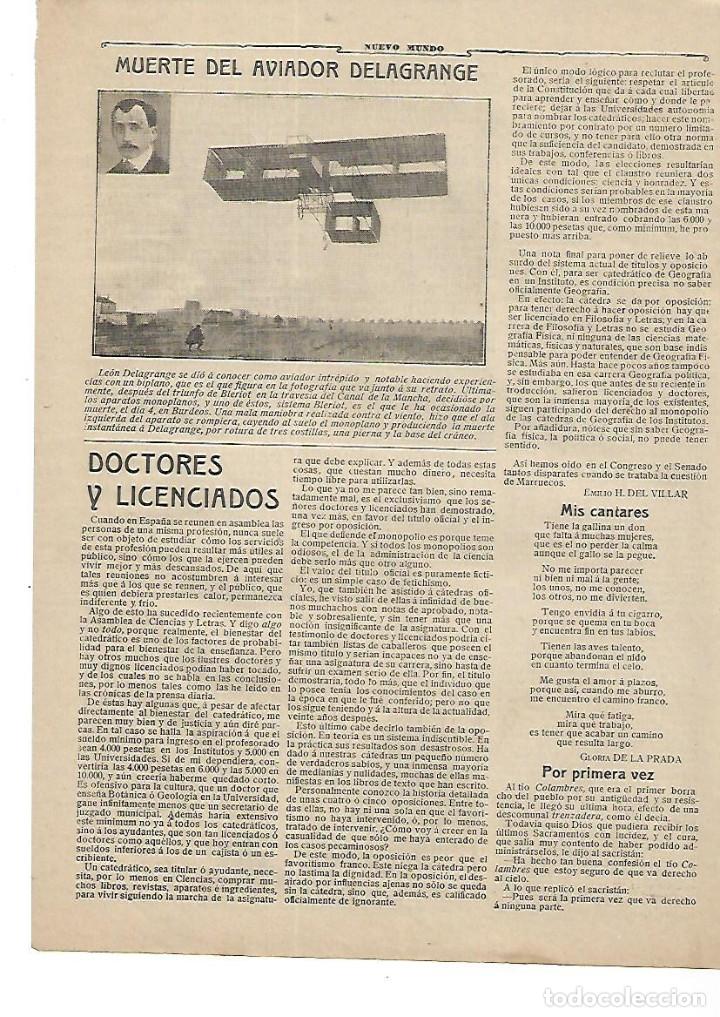 Collectionnisme: A&Ntilde;O 1910 HOJA NOTICIA MUERTE DEL AVIADOR DELAGRANGE BIPLANO ACCIDENTE EN BURDEOS