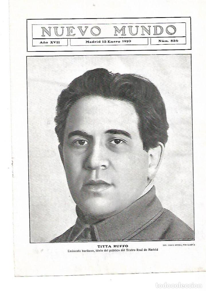 Colecionismo: A&Ntilde;O 1910 RECORTE PRENSA RETRATO TITTA RUFFO BARITONO EN EL TEATRO REAL OPERA ARTISTA