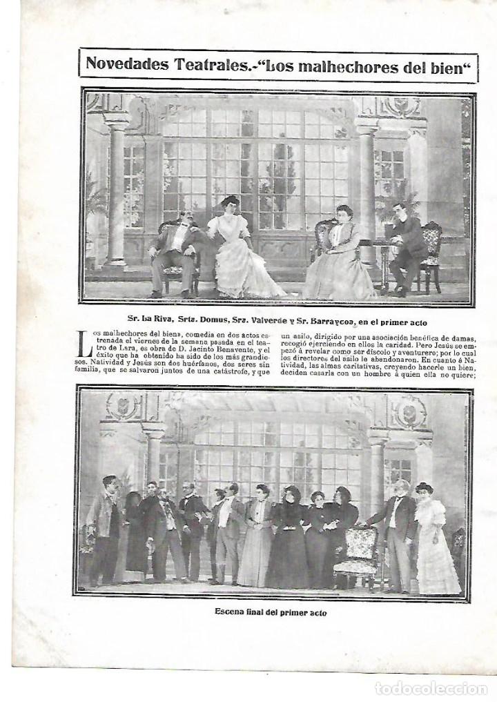 Collecting paper: A&Ntilde;O 1905 ESTRENO TEATRO LARA OBRA LOS MALHECHORES DEL BIEN BENAVENTE BARRAYCOA DOMUS LA RIVA