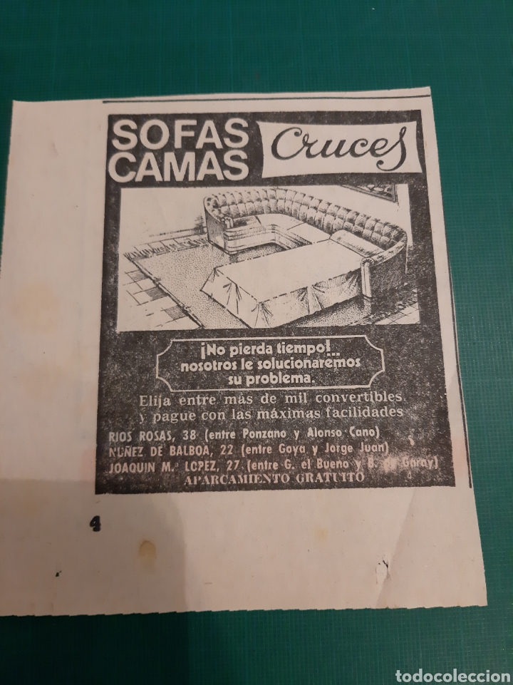 Sammelleidenschaft Papier: MADRID ANUNCI&Oacute; PUBLICITARIO SOFAS CAMAS CRUCES