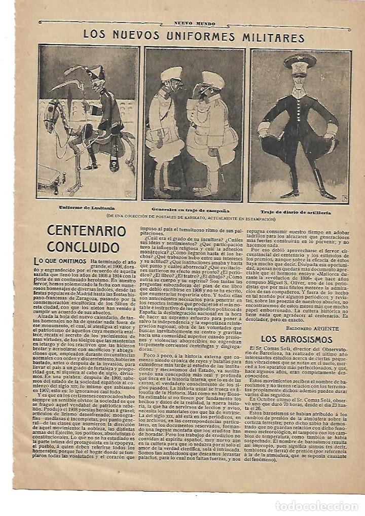Collecting paper: A&Ntilde;O 1909 CARICATURA KARIKATO NUEVOS UNIFORMES MILITARES DIBUJOS PARA POSTALES EN ESTAMPACION
