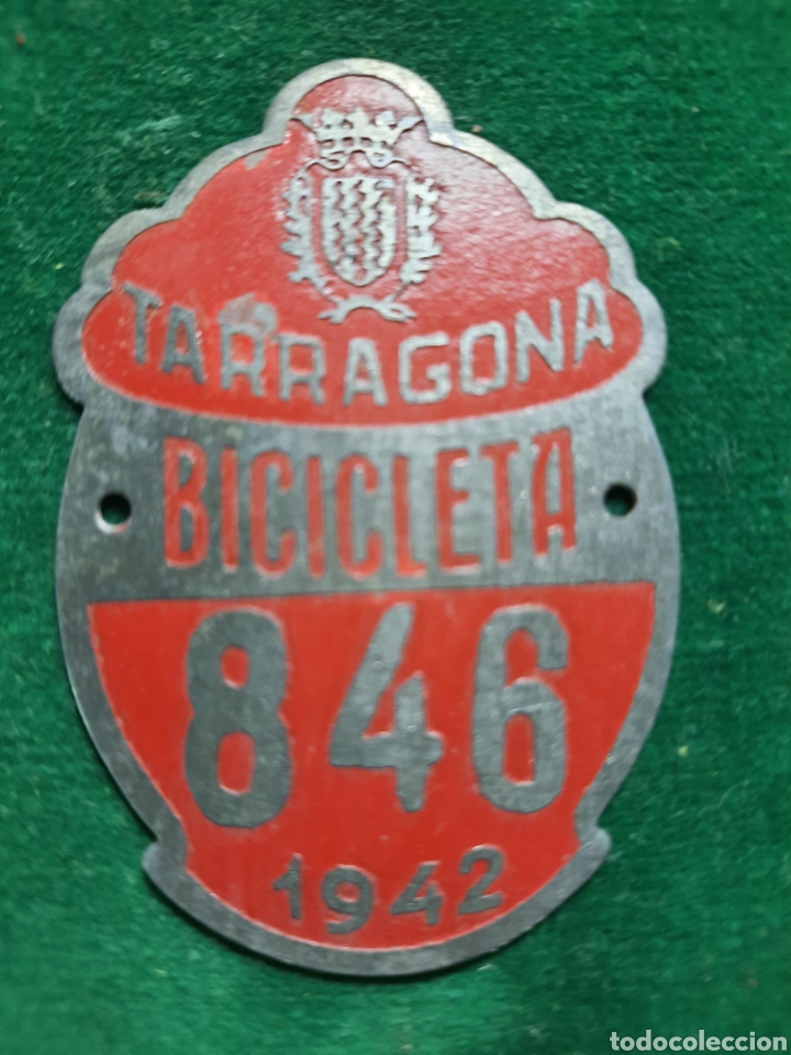 Coleccionismo: TARRAGONA 1942 PLACA MATRICULA BICICLETAS