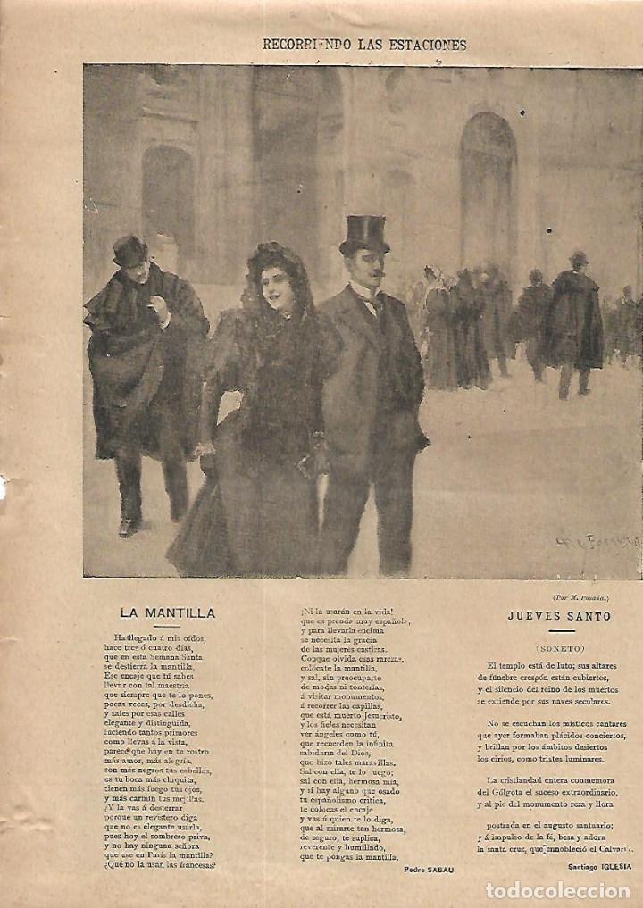 Collezionismo: A&Ntilde;O 1897 PINTURA DIBUJO M POSADA POESIA LA MANTILLA PEDRO SABAU SONETO JUEVES SANTO SANTIAGO IGLESIA