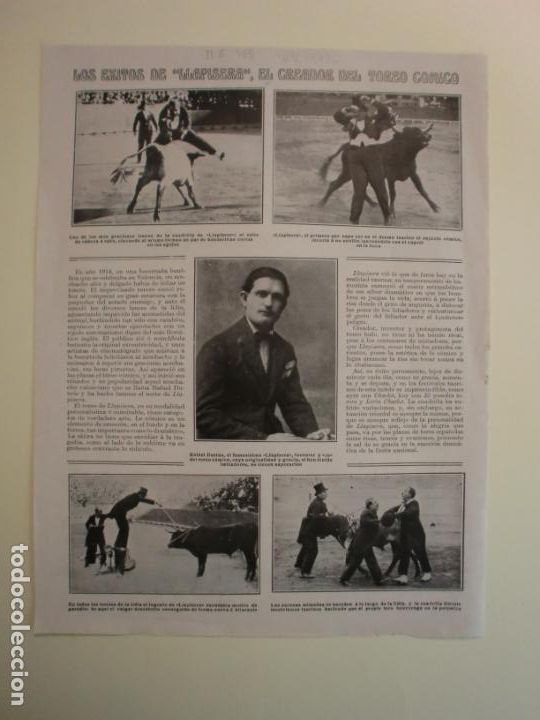 Sammelleidenschaft Papier: LLAPISERA EL CREADOR DEL TOREO COMICO - JAB&Oacute;N HENO DE PRAVIA - 30/6/1926