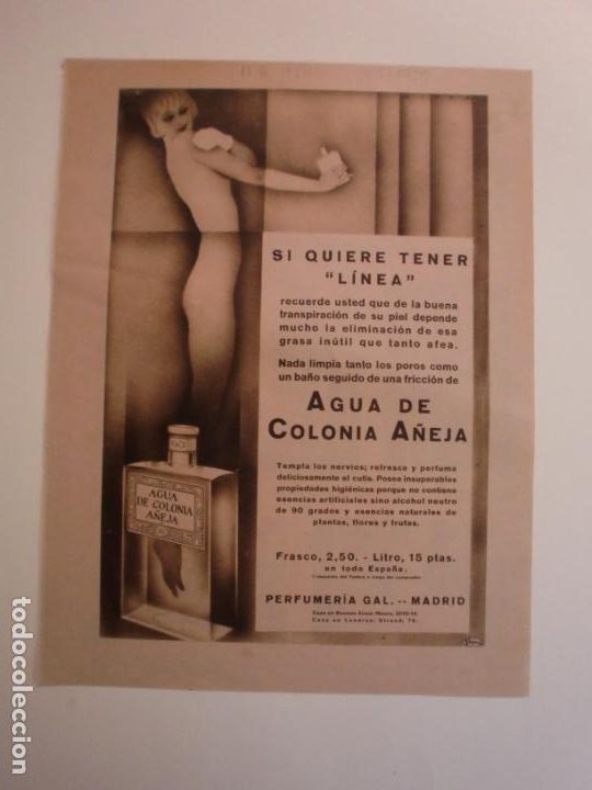 Collecting paper: MADRID BARCELONA LA CORU&Ntilde;A SEVILLA Y LEBRIJA - AGUA DE COLONIA A&Ntilde;EJA PERFUMERIA GAL - 8/5/1929