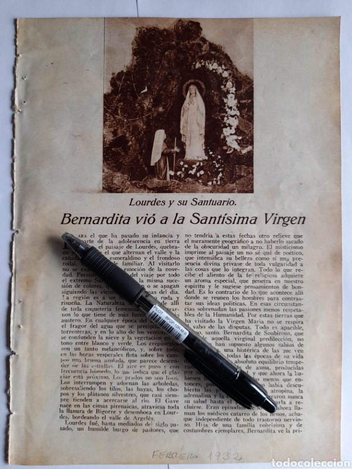 Coleccionismo: Lourdes y su Santuario. BERNARDITA VI&Oacute; A LA SANT&Iacute;SIMA VIRGEN. 1932
