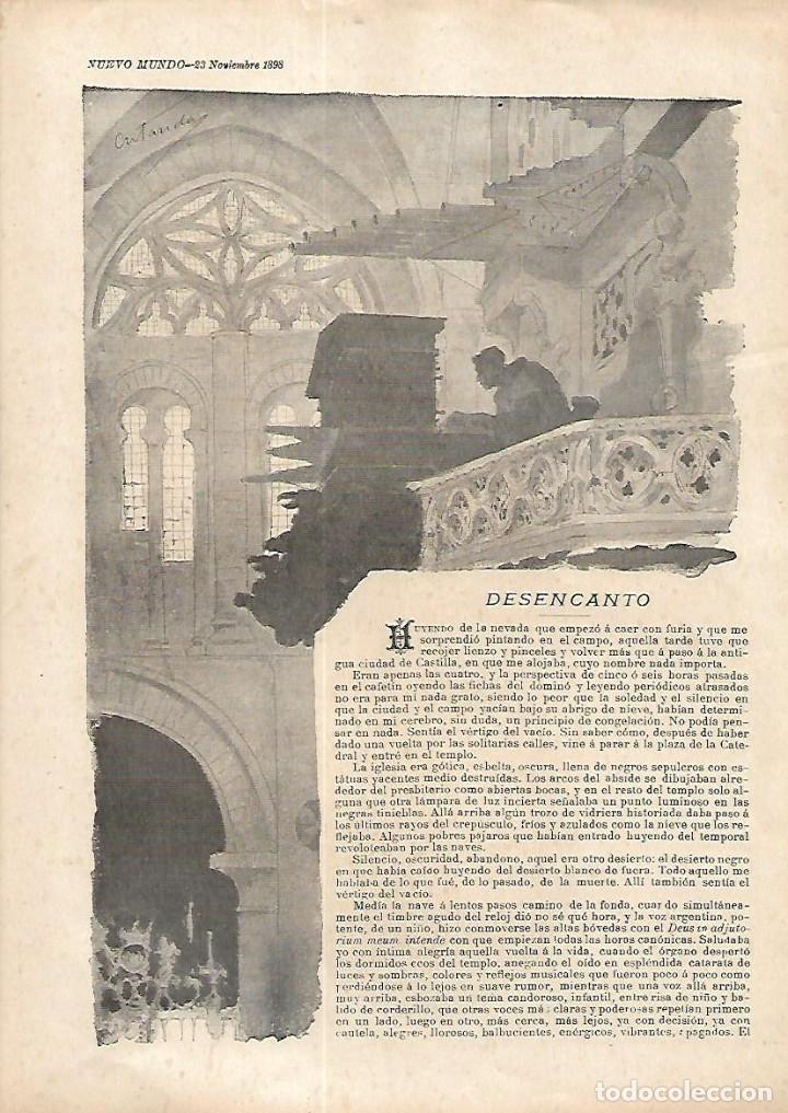 Coleccionismo: A&Ntilde;O 1898 RECORTE PRENSA RELATO CORTO DESENCANTO POR V CUTANDA TEXTO Y DIBUJOS
