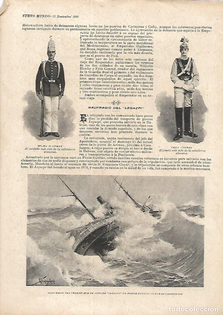 Collectionnisme: A&Ntilde;O 1898 RECORTE PRENSA NAUFRAGIO DEL LEGAZPI PUNTA GAVILAN CERCA CIENFUEGOS ARMADA ESPA&Ntilde;OLA GUERRA