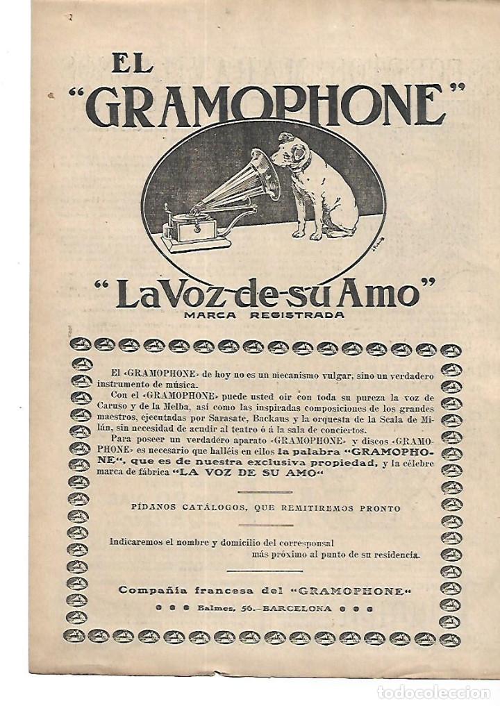 Collecting paper: A&Ntilde;O 1911 RECORTE PRENSA PUBLICIDAD EL GRAMOPHONE LA VOZ DE SU AMO GRAMOFONO MUSICA