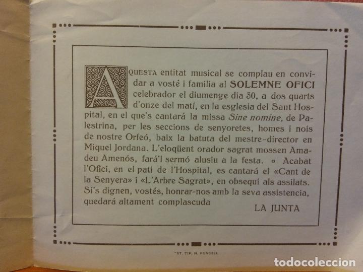 Coleccionismo: ORFE&Oacute; DEL NOYA. IGUALADA. NOVEMBRE 1913. - Foto 2