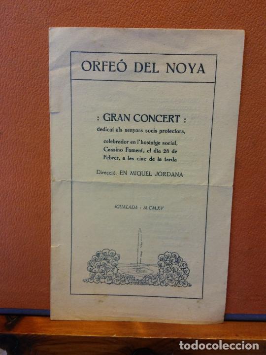 Collezionismo: ORFE&Oacute; DEL NOYA. GRAN CONCERT. IGUALADA, M.CM.XV.