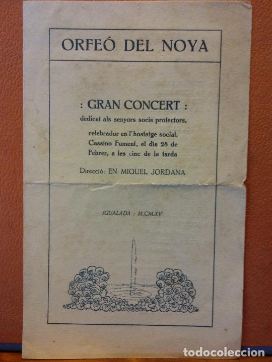 Collezionismo: ORFE&Oacute; DEL NOYA. GRAN CONCERT. IGUALADA, M.CM.XV.