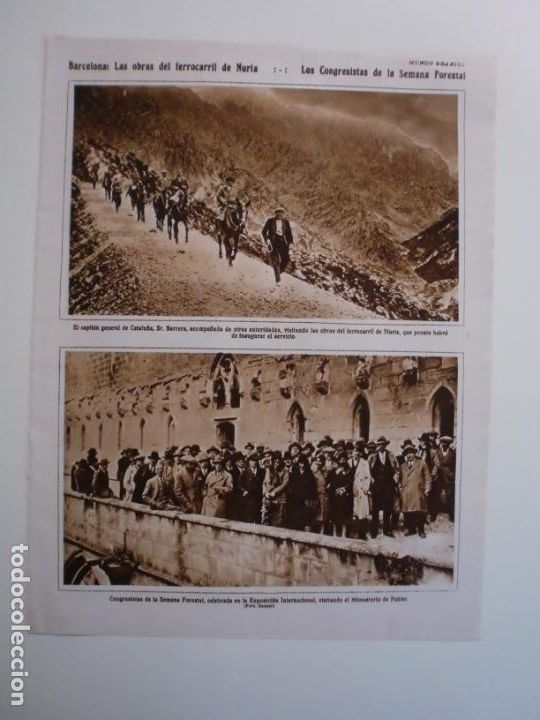 Collecting paper: LAS OBRAS DEL FERROCARRIL DE NURIA - CONGRESISTAS EN POBLET - ACTO EN MURCIA - 20/11/1929