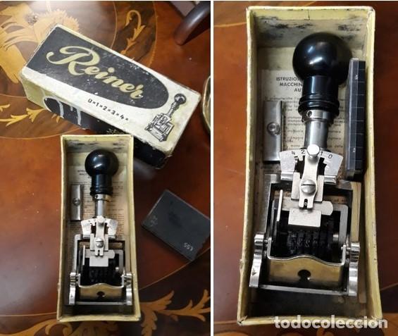 Coleccionismo: MAQUINA NUMERADORA AUTOMATICA...Reiner. Germany.con caja original..impecable..pomo de baquelita
