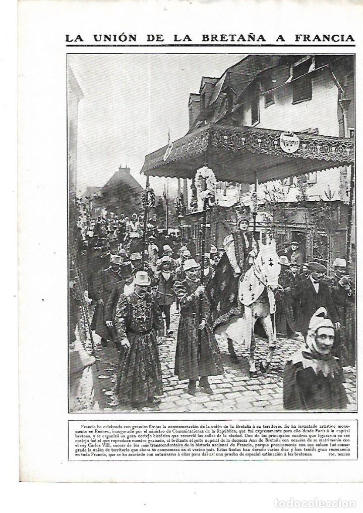 Collezionismo: A&Ntilde;O 1911 RECORTE PRENSA LA UNION DE LA BRETA&Ntilde;A A FRANCIA FIESTAS CELEBRACION RENNES
