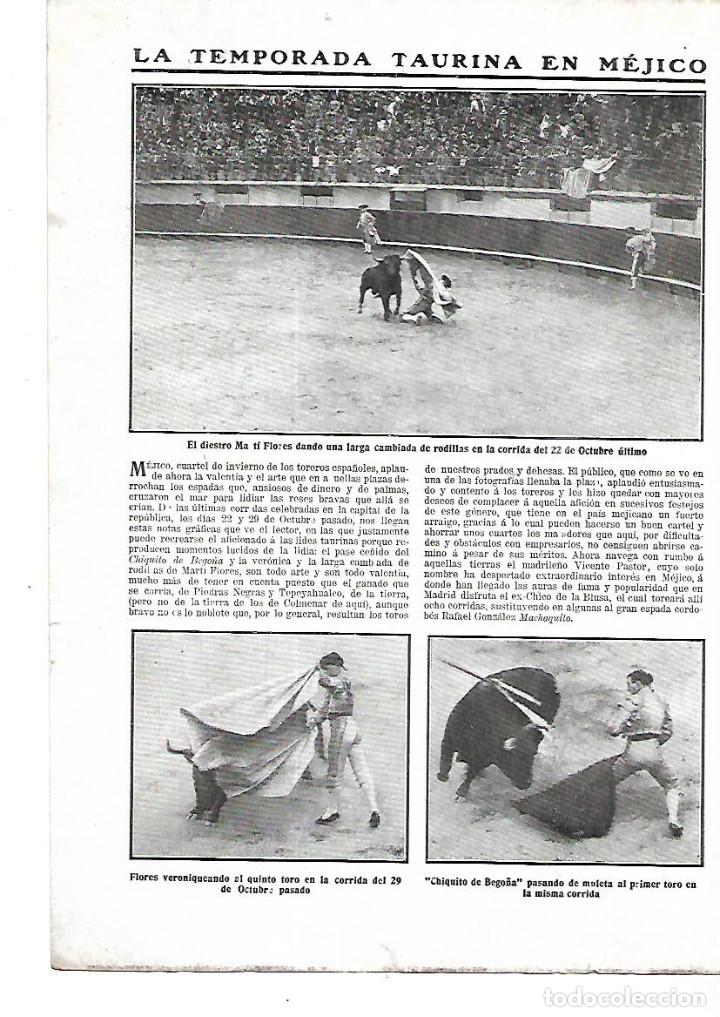 Collecting paper: A&Ntilde;O 1911 RECORTE PRENSA TOROS TEMPORADA TAURINA MEJICO TORERO MARTI FLORES CHIQUITO DE BEGO&Ntilde;A
