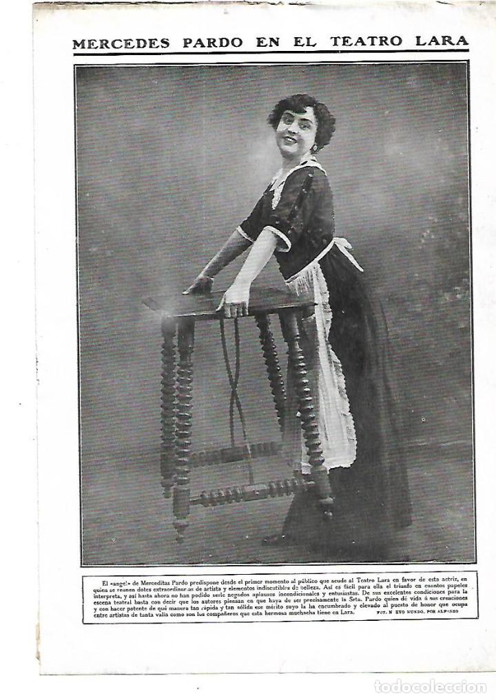 Collecting paper: A&Ntilde;O 1911 RECORTE PRENSA MERCEDES PARDO EN EL TEATRO LARA ACTRIZ ARTISTA
