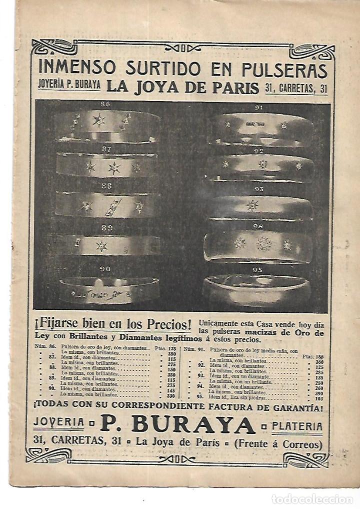 Collecting paper: A&Ntilde;O 1911 RECORTE PRENSA PUBLICIDAD JOYERIA P BURAYA MADRID PULSERAS LA JOYA DE PARIS