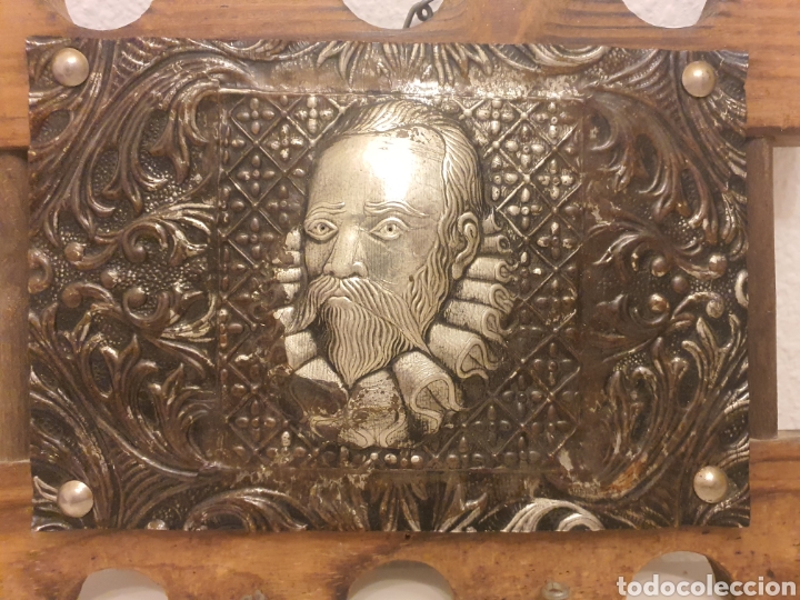 Coleccionismo: cuadro madera metal de cervantes - Foto 2