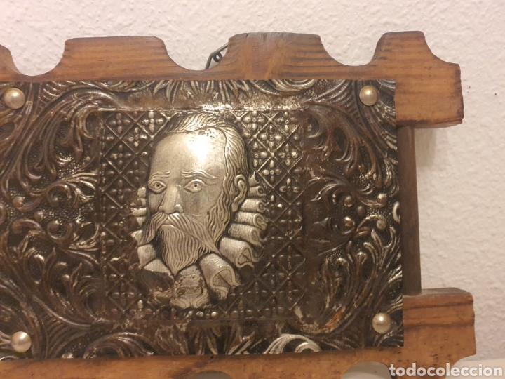 Coleccionismo: cuadro madera metal de cervantes - Foto 4