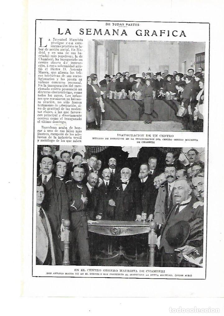 Collecting paper: A&Ntilde;O 1915 HOJA NOTICIA INAUGURACION DEL CENTRO OBRERO MAURISTA DE CHAMBERI ANTONIO MAURA