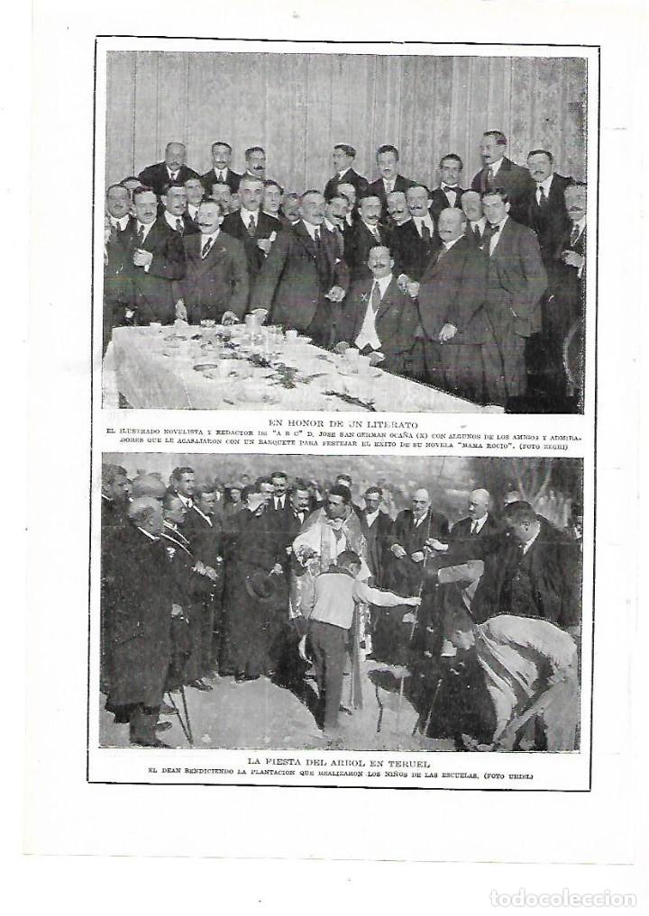 Collectionnisme: A&Ntilde;O 1915 RECORTE PRENSA TERUEL FIESTA DEL ARBOL EL DEAN BENDICIENDO LA PLANTACION NI&Ntilde;OS ESCUELAS